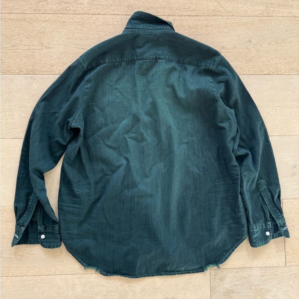 Frank Eileen “Eileen” Relaxed Button-Up Shirt S famous denim Indigo Green RARE - Picture 5 of 10
